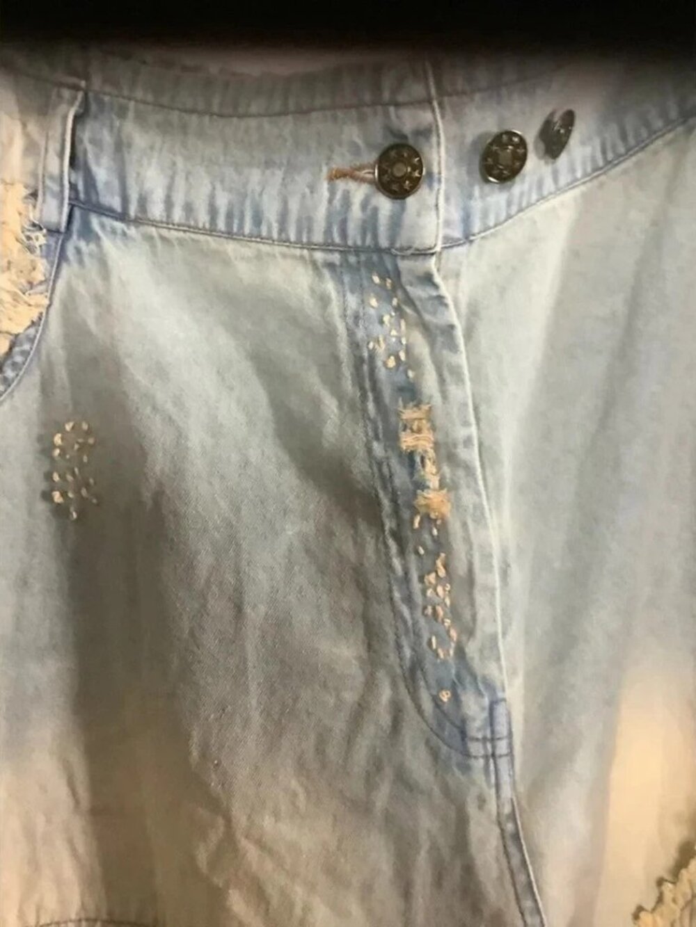 NWT Paper Lace Jeans In Vintage Applique Peace Patch Distressed Boho Womens M - Picture 4 of 4
